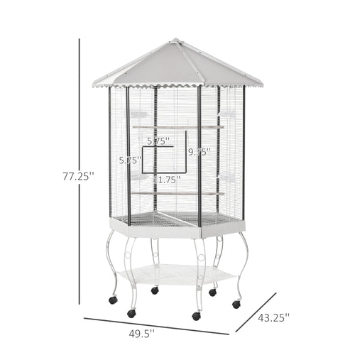 Bird cage with dimensions on a white background